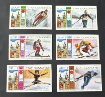 Comores 1976 Mi. 266-271 ND Jeux Olympiques hiver Sapporo Innsbruck ski