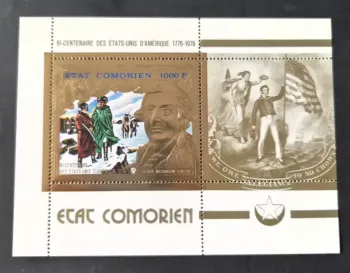 Comores 1976 Mi. Bl. 18 Bicentenaire États-Unis Washington or
