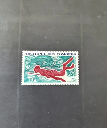 Comores 1972 Mi. 141 poste aérienne chasse sous-marine plongeur