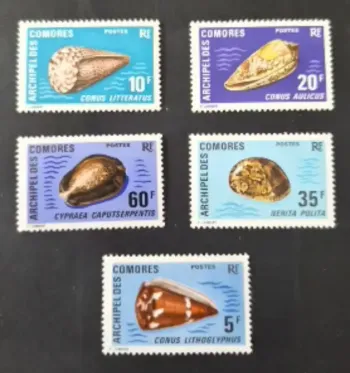 Comores 1971 Mi. 129-133 coquillages Conus Cypraea Nerita faune marine