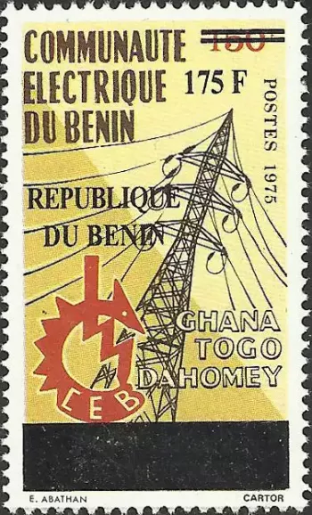 Benin 2008 Mi. 1425 overprinted Electric Community CEB pylon energy
