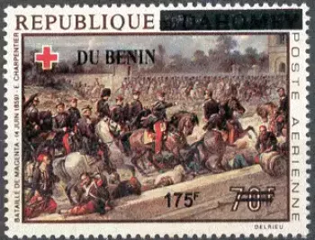 Benin 2008 Mi. 1430 surcharged Red Cross Battle of Magenta painting