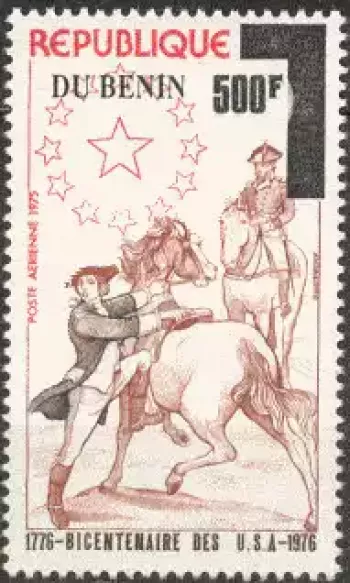 Bénin 2008 Mi. 1453 surchargé bicentenaire USA cavalier cheval