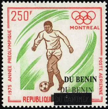 Bénin 2008 Mi. 1442x surchargé Jeux Olympiques Montréal football