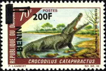 Bénin 2009 Mi. 1498 surchargé 200F crocodile Pendjari faune reptile