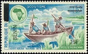 Benin 2009 Mi. 1517 overprint scouting scouts pirogue Africa