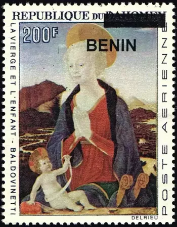 Benin 2009 Mi. 1532 surcharged Virgin Child Baldovinetti painting