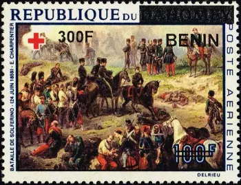 Benin 2009 Mi. 1558 surcharged Red Cross Battle Solferino Charpentier