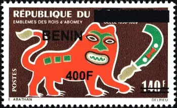 Bénin 2009 Mi. 1585 surchargé Emblèmes Rois Abomey Glélé lion