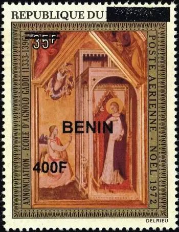 Benin 2009 Mi. 1608 surcharged BENIN 400F Annunciation Gaddi Christmas