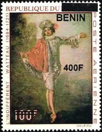 Benin 2009 Mi. 1612 overprint Watteau L'Indifférent painting art