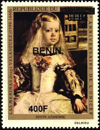 Benin 2009 Mi. 1615 surcharged Velasquez Las Meninas painting UNICEF