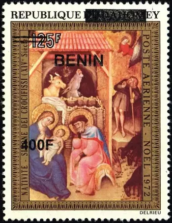 Benin 2009 Mi. 1618 surcharged Nativity Christmas 14th century painting