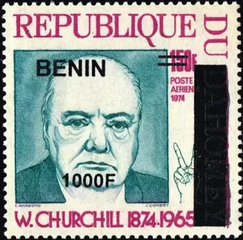 Bénin 2009 Mi. 1627 surchargé W. Churchill poste aérienne