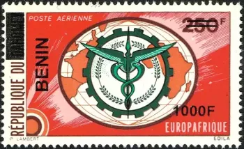 Bénin 2009 Mi. 1634 surchargé Europafrique poste aérienne caducée