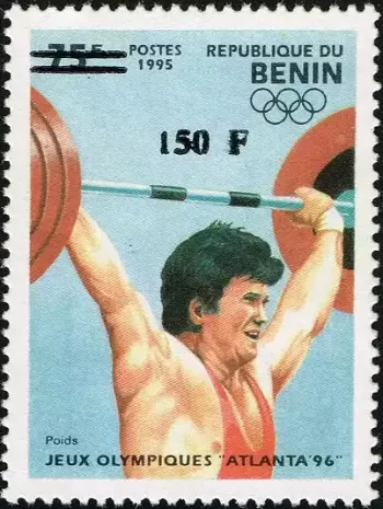Benin 2000 Mi. 1253 Aufdruck Olympische Spiele Atlanta Gewichtheben