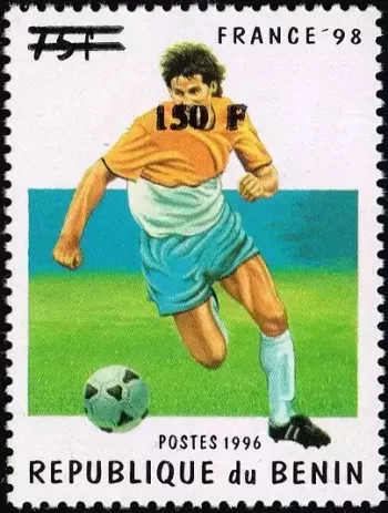 Benin 2000 Mi. 1259 Aufdruck 150F auf 75F Fußball Frankreich 98 WM