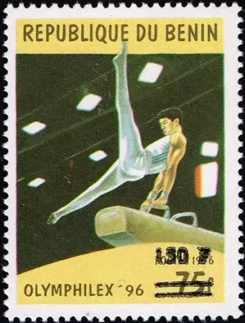 Bénin 2000 Mi. 1262 surchargé Olymphilex 96 gymnastique cheval arçons