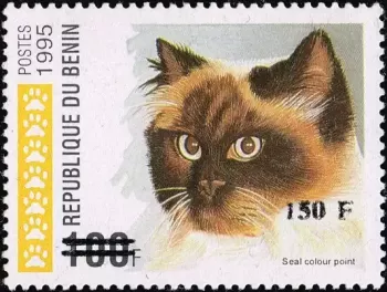 Bénin 2000 Mi. 1273 surchargé 150F sur 100F chat Seal Colour Point