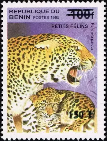 Bénin 2000 Mi. 1277 surchargé léopard petits félins Panthera pardus