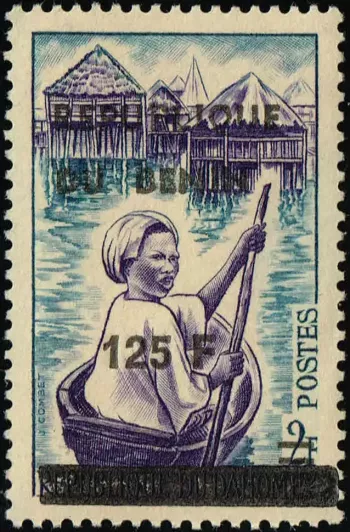 Benin 1992 Mi. 526 überdruck Einbaum Pfahldorf Ganvié