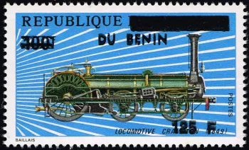 Benin 1992 Mi. 528 Aufdruck Crampton-Lokomotive 1849 Dampfzug