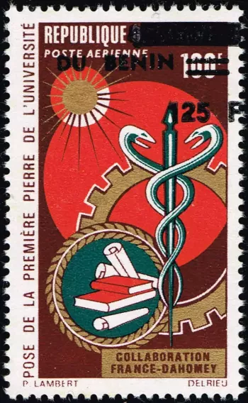 Benin 1992 Mi. 532 Aufdruck Universität Caduceus Medizin Dahomey