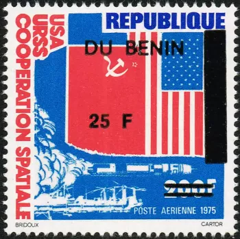 Benin 1994 Mi. 585 Aufdruck Weltraumkooperation USA UdSSR Apollo