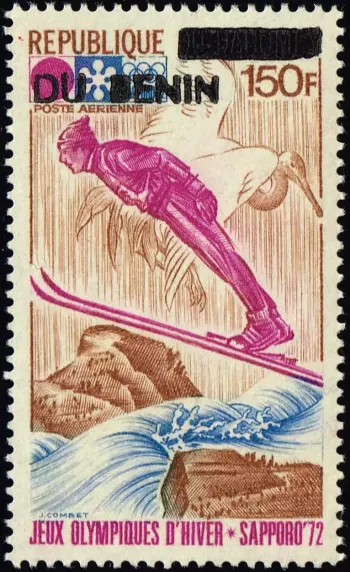 Benin 1994 Mi. 603 overprint Sapporo 1972 Olympic Games ski jumping