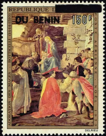 Benin 1994 Mi. 604 überdruck Weihnachten Botticelli Anbetung der Könige