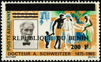 Benin 1994 Mi. 605 Aufdruck Albert Schweitzer Luftpost