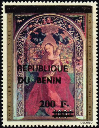 Benin 1994 Mi. 609 overprint Christmas Virgin Rosebush Schongauer