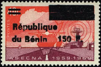 Benin 1996 Mi. 722 overprint ASECNA aviation airport plane Africa