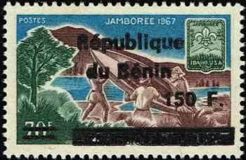 Benin 1996 Mi. 730 overprint Jamboree 1967 scouting pirogue