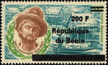 Benin 1996 Mi. 879 Aufdruck Walt Whitman Dichter Luftpost