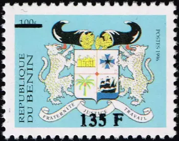 Benin 1997 Mi. 1113 überdruck 135F Wappen Leoparden