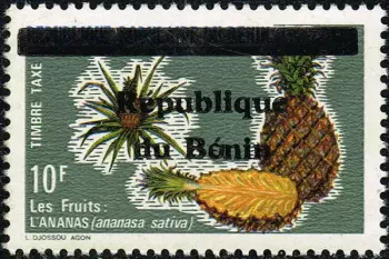 Benin 1990 Mi. 11 Postage Due surcharged pineapple fruits stamp