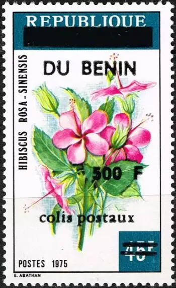 Bénin 1994 Mi. 34 Paketmarke surchargé 500F colis postaux Hibiscus