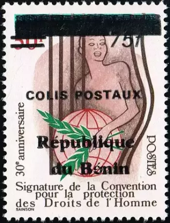 Benin 2002 Mi. 46 Parcel Stamp surcharged Colis Postaux Human Rights