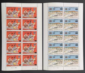 Mali 1978 YT 305-306 sheet surcharged Lions Club Bamako Samanko lepers