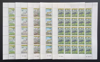 Mali 1980 YT 359-363 planche protection faune âne guépard buffle