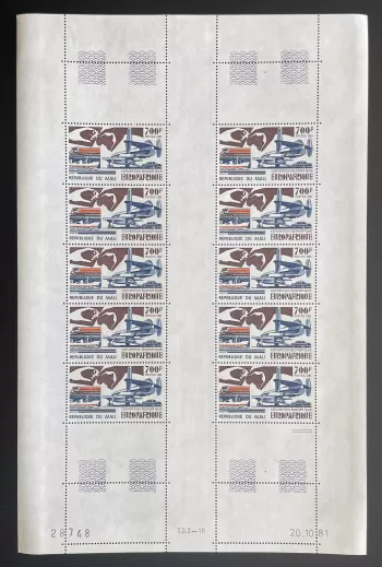 Mali 1981 YT 439 planche Europafrique avion voiture carte Afrique train bateau