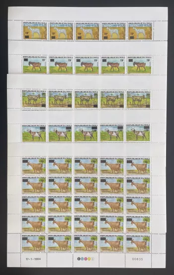 Mali 1984 YT 494-498 planche surchargé caprins chèvres bouc Kaarta faune animaux