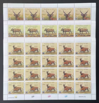 Mali 1986 YT 538 540 541 sheet WWF Derby Eland Taurotragus fauna