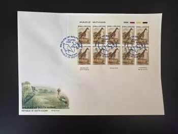 Sud-Soudan 2026 M/S FDC ND Girafe Kordofan faune sauvage édition limitée