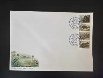 Südsudan 2026 FDC Fauna Schimpanse Schildkröte Nilbarsch Frosch