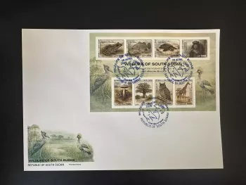 South Sudan 2026 FDC block IMPERF Wildlife frog turtle chimpanzee giraffe