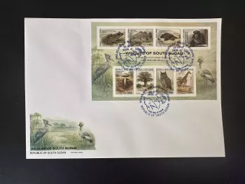 Sud-Soudan 2026 bloc FDC Faune sauvage girafe hibou tortue chimpanzé