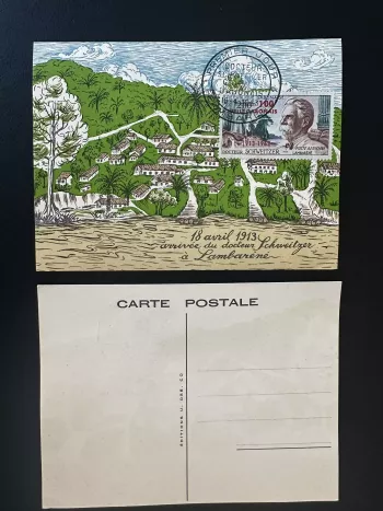 Gabon 1963 YT PA 11 carte maximum surchargé Docteur Schweitzer Lambaréné