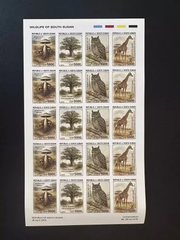 Südsudan 2026 Bogen ND Fauna Pilz Baobab Eule Giraffe